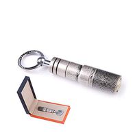 Cigar Punch – Copper Vintage Silver Engraved - Zig-Zag Ripple Carving - 2 Size Blades - Retractable and Screw Out Punch - Gift Box Included - Smoking Accessories - Portable for Outdoor Use