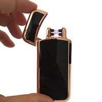 Electric Lighter Windproof USB Rechargeable Lighter with Double Arc, Touch Switch, LED Power Indicator Environmentally Friendly and Durable Electronic Lighter(Touch Switch Rose Gold Lighter)
