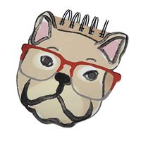 Cute Quirky French Bulldog Face Shaped Spiral Bound Lined Novelty Note Pad