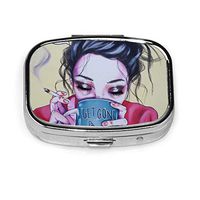 ZJZDCZA Goth Gotik Gothic Boring Women Girl Art Fashion Square Pill Box Vitamin Medicine Tablet Holder Wallet Organizer Case