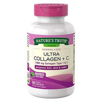 Nature's Truth Vitamins Hydrolyzed Collagen Type I & III plus Vitamin C - 90 Coated Caplets, Pack of 2