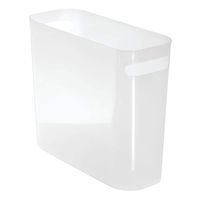 mDesign Slim Plastic Rectangular Small Trash Can Wastebasket, Garbage Container Bin with Handles for Bathroom, Kitchen, Home Office, Dorm, Kids Room - 10" High, Shatter-Resistant - Frost Clear