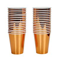 Geeklife Rose Gold Paper Cups Set,Thickened Disposable Party Cups,10.5 oz Double-Deck Cups,Ideal for Drinks, Beverages,Water, Coffee and Tea