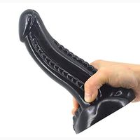 7.87Inch Waterproof Safe PVC Tools with Strong Suction Cup Hands Free Massage Wand Didoes for Adult Women Relax Toys, Black