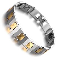 Kstyle Jewelry Tungsten Magnetic Hematite Mens Bracelet silver & gold 8" B1423