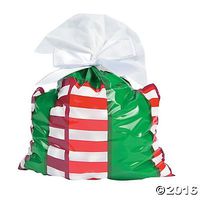 Festive Holiday Present Shaped Cellophane Treat Bags - Set of 12