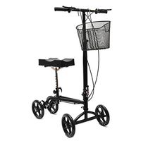 Clevr Medical Foldable Adjustable Steerable Knee Walker Scooter with Dual Brake System & Basket for Foot Injuries or Surgery, Alternative to Crutches, Black