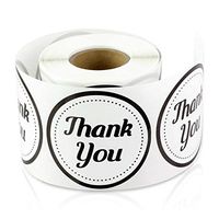 TUCO DEALS 2 Inch Round - Thank You Gift Decorative Envelope Sealing Lables Stickers (Black/White, 10 Rolls Per Pack)