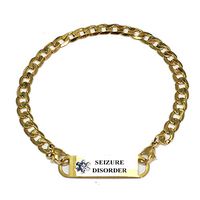Pre-Engraved Gold Plated Curb Link"Seizure Disorder" Medical ID Bracelets for Women