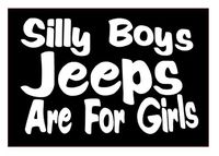 Silly Boy Jeeps are for Girls Vinyl Sticker Decals for Car Bumper Window MacBook pro Laptop iPad iPhone (10" x 6.5", White)