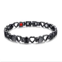 Ladies Love Heart Design Bracelet Adjustable Titanium Steel Magnetic Bracelet for Women Pain Relief for Arthritis,20.50.7CM,Black