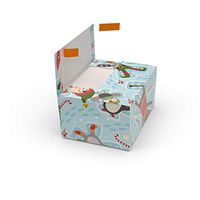 Cloaked Box - Easy Gift Wrapping Kit Includes Peel & Stick Wrapping Paper, Box, Tissues, Ribbon, and Card - Santa and Friends, Small (7 x 5 x 3.5 inches)