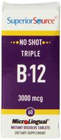 Superior Source No Shot Triple B12 Multivitamins, 3000 mcg, 60 Count