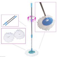 2 Microfiber Head Spinning Fast Cleaning w/Pole Easy Roto 360° Spin Magic Mop