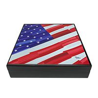 Turano Flag Travel Humidor, Holds 20 Cigars, Art by Charlie Turano III, 1 Round Humidifier, SureSeal Technology for Proper Lid Seal, Brass Hinges, USA Flag