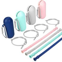 [4Pack] Longzon Reusable Collapsible Silicone Straws with Case, Foldable Portable Drinking Straws with Unique silicone Case and Cleaning Brushes, BPA free, FDA Certified – (Green + White+Pink+Blue)