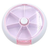 Braceus Weekly 7 Days Pills Organizer Rotating Round Medicine Case Box - Purple