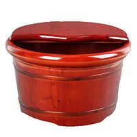 ANHPI Foot Bath Barrel Wooden Red Foot Basin Health Massage Durable Heightening Foot Tub (42 25cm),OneColor