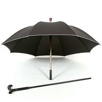 HTYX Multi Function Walking Stick Outdoor Umbrella Cane Old Man Umbrella Black Aluminum Alloy Umbrella Diameter 102CM Cane 86cm