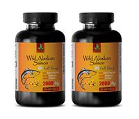 Support Brain and Focus - Wild Alaskan Salmon Oil 2000 mg - Rich in Omega 3 Fatty ACIDS - Wild Alaskan Salmon Oil Capsules for Humans - 2 Bottles 180 Softgels