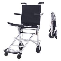 WenFei shop Ultra Lightweight Travel Wheelchair,15" Seat Width,Folding Portable Transport Chair with Flip Up Arms and Bags,Suitable for Elderly and Handicapped Use Travel Trolley