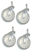 (Four) Stem Caster 5" Soft Rubber Wheel (7/16" Grip Ring) Floor Safe