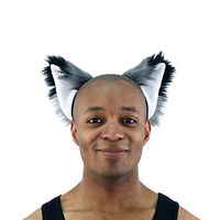 Pawstar Gray Furry Fox Ear Headband – Black Tips