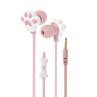 Theshy Childs Headset Lovely Cute Cartoon Cat Paw 3.5Mm in-Ear Earphone with Microphone,in-Ear Earphones, Wired Earbuds with Mic and Volume Control (Pink)