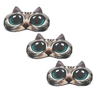 Cute Sleep Eye Mask for Sleeping Cartoon Cat Super Soft and Lightweight Eye Cover Blindfold Eyeshade for Men Women and Kid, 3 Pack