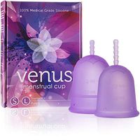 Venus Menstrual Cup Starter Kit - Set of 2 Cups in 1 Package – Perfect for Beginners - FDA Registered & 100% Medical Grade Silicone Reusable Period Cups – Made in USA – Sizes Small+Large - Purple