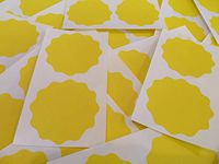 Minilabel 51mm Wavy Edge , Certificate Wafer Company Seal Labels , Stickers For Embossing , Awards & Rewards Yellow