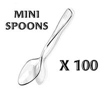 Tasting Mini Spoons - LORESO 100CT Box Plastic Clear Mini Dessert Spoons For Ice Cream, Dessert Spoons and Frozen Yogurt Spoons - Disposable, BPA Free, Reusable 3.8Inches (Mini Spoons 100CT Box)