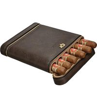 Humidors Cigar Set Portable Cigar Set Cedar Wood Cigar moisturizing Sleeve Large Capacity 6 Sticks Cigar Cigar Accessories (Color : Black, Size : 7204cm)