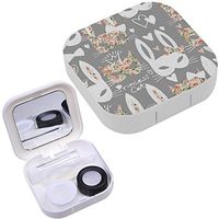 Portable Contact Lens Case Box Travel Kit Mirror + Bottle + Tweezers Container Holder [ Cats Bunny ]