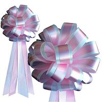 White & Pink Striped Wedding Pull Bows with Tails - 8" Wide, Set of 6, Valentine's Day, Breast Cancer Awareness, Wedding, Birthday, Gender Reveal, Baby Shower, Christmas, Easter