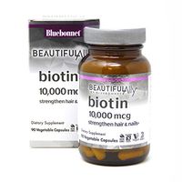 Bluebonnet Nutrition Beautiful Ally Biotin 10,000 mcg, Crystalline Form, Beauty Nutrient, Vegan, Non GMO, Gluten Free, Soy Free, Milk Free, Kosher, 90 Vegetable Capsules