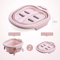 Foldable Ionic Footbath Plain foaming Massage Bucket Plastic Foot Bath Basin Large Heightening footbath Fording Barrel Reduce Pressure (Pink)