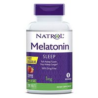 Natrol Melatonin Fast Dissolve Tablets, Helps You Fall Asleep Faster, Stay Asleep Longer, Easy to Take, Dissolves in Mouth, Faster Absorption, Maximum Strength, Strawberry Flavor, 1mg, 200 Count