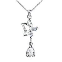 KopooaP Silver Necklaces Pendant Jewelry Birthday Gifts Presents Gemstone for Women Anniversary Zirconia Crystal