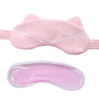 Outflower Cute Cartoon Fox Blindfold Shading Sleep Mask Travel Lunch Break Sleep Goggles With Ice Bag Pink