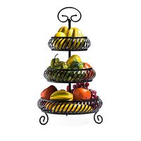 Bowl Multi-Layer Metal Fruit Basket, Three-Layer Black Round Storage Rack, Kitchen, Bathroom Multi-Purpose Rack, Fruit and Vegetable Dried Fruit Basket Hotel tableware home noodles boiled fish soup bo