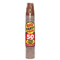 Amscan 436801.111 Durable Plastic Cups, 50 pieces, Chocolate Brown