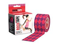 RockTape Original 2-Inch Water-Resistant Kinesiology Tape, 16.4-Foot Continuous Roll, Pink Argyle