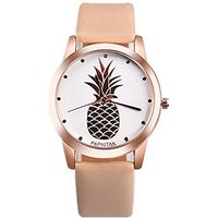 IEason,Womens Men Pineapple Faux Leather Analog Quartz Watch (Brown)