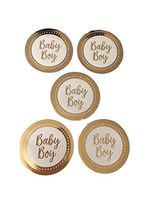 Neviti Patternworks White and Gold Foil Baby Shower Party Favor Stickers (Pkg 25) (Boy)