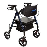 Premium Foldable Rollator Aluminum Frame Rolling Walker 8" Wheels with Padded Backrest (Blue)