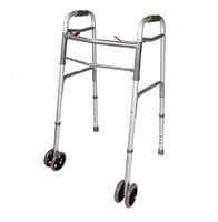 Walker Folding Deluxe 2 Button Front Wheels/NO Wheels/Heavy Duty BARIATRIC/Junior JR. Child Walkers (W/Wheels)