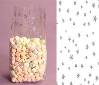 100ct Silver Celestial Stars 4x2x9" Medium Cello Cellophane Party Treat Food Snack Bag