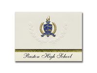 Signature Announcements Ruston High School (Ruston, LA) Graduation Announcements, Presidential style, Elite package of 25 with Gold & Blue Metallic Foil seal