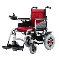 Lightweight Folding Electric Wheelchair, Power Transport Wheelchair Chair, Electric Wheelchairs for Adults Elderly, Rollator Walker with Seat,Red